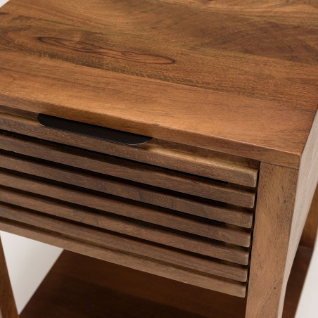 ALIX Mango Wood Bedside Table with 1 Open Drawer