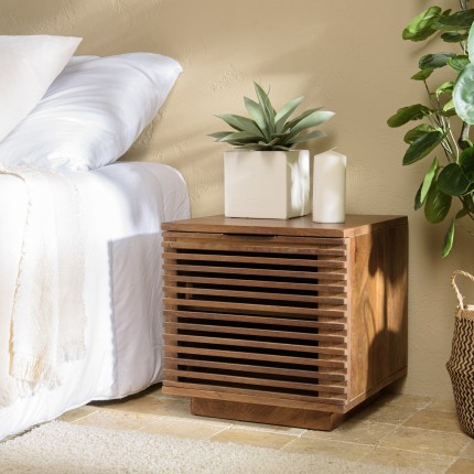 ALIX Mango Wood Bedside Table with 1 Open Door - Natural Hues