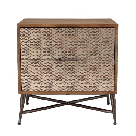 ALIX Bedside Table - Mango Wood with 2 Drawers