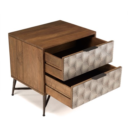 ALIX Bedside Table - Mango Wood with 2 Drawers