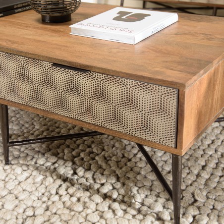 ALIX Rectangular Coffee Table - Mango Wood with 2 Drawers
