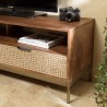 Meuble TV ALIX en bois de manguier - 2 niches 2 tiroirs