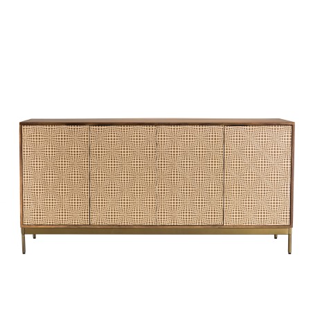ALIX Mango Wood Sideboard with 4 Doors - Ethnic Patterns