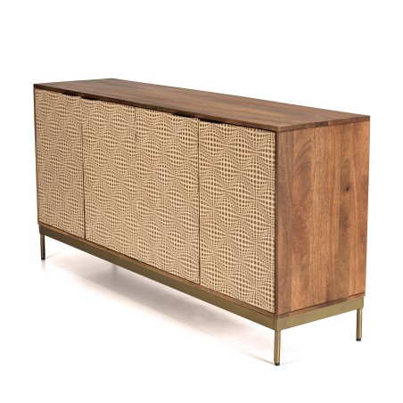 ALIX Mango Wood Sideboard with 4 Doors - Ethnic Patterns