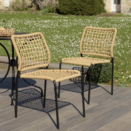 Lot de 2 chaises de jardin VIANNEY en cordage tressé beige