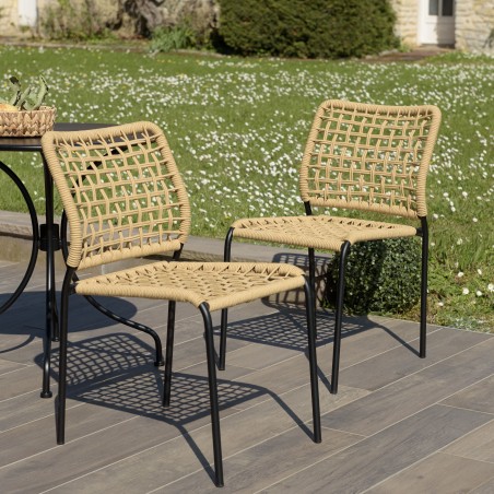 Lot de 2 chaises de jardin VIANNEY en cordage tressé beige