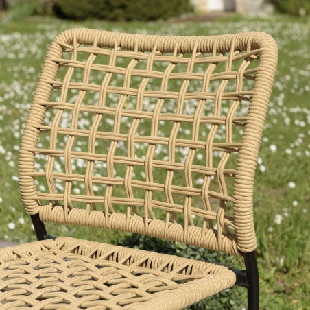 VIANNEY Set of 2 Beige Woven Rope Garden Chairs - Trendy Outdoor Furniture