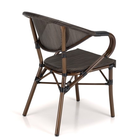 VIANNEY Set of 2 Brown Steel Bistro Garden Chairs