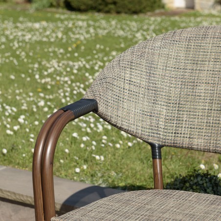 Lot 2 chaises jardin bistrot acier textilène taupe