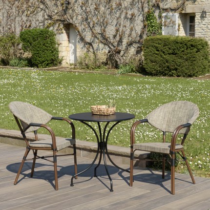 VIANNEY 2-Person Steel Garden Furniture Set - Trendy Bistro Style