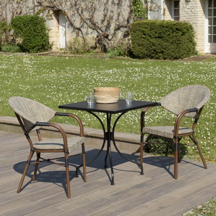 VIANNEY 2-Person Steel Garden Set - Trendy Bistro Style Furniture