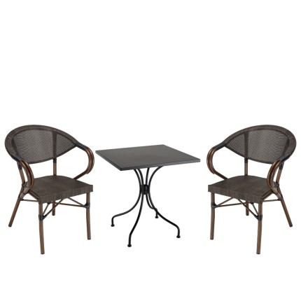 VIANNEY 2-Person Steel Garden Furniture Set - Trendy Bistro Style