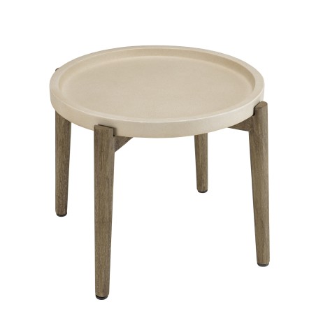 HECTOR Round Side Table 50x50cm Beige Concrete Top