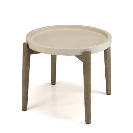 HECTOR Round Side Table 50x50cm Beige Concrete Top