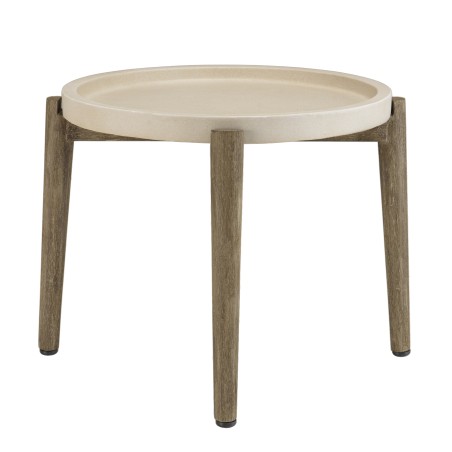 Table d'appoint HECTOR ronde 50x50cm béton beige acacia