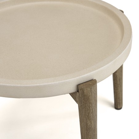 HECTOR Round Side Table 50x50cm Beige Concrete Top