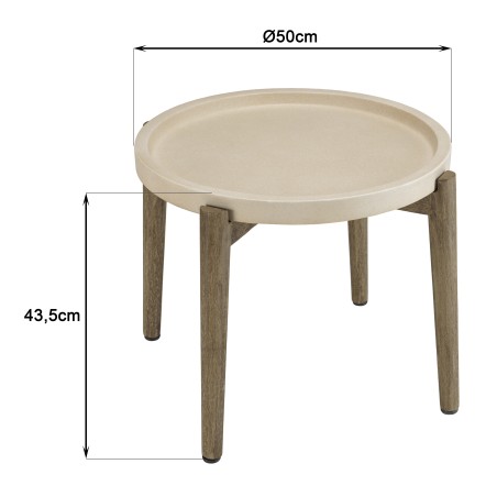 HECTOR Round Side Table 50x50cm Beige Concrete Top