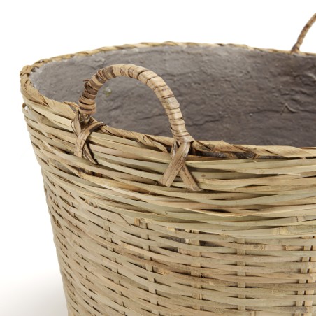 HECTOR Round Flower Pot 60x60cm Natural Bamboo with Handles
