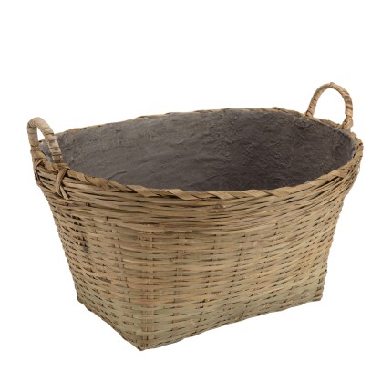 HECTOR Oval Flower Pot 60x53cm - Natural Bamboo with Handles