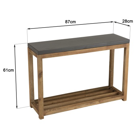 Console HECTOR - Double plateau béton foncé et acacia