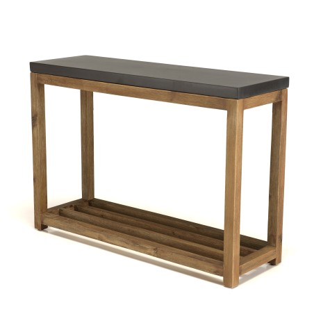 Console HECTOR - Double plateau béton foncé et acacia