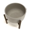 HECTOR Round Concrete Flower Pot on Brown Acacia Legs
