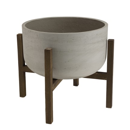 Pot de fleur HECTOR en béton et acacia