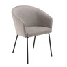 ULYSSE Set of 2 Chairs in Light Grey Fabric with Black Steel Legs