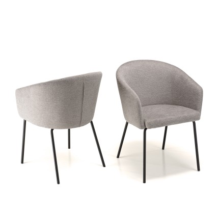 Lot de 2 chaises ULYSSE tissu gris clair