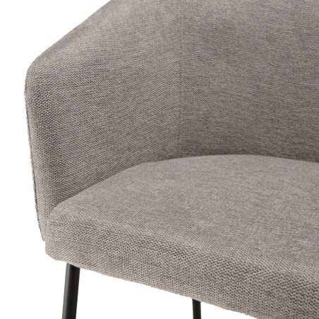 ULYSSE Set of 2 Chairs in Light Grey Fabric with Black Steel Legs