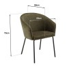 ULYSSE Set of 2 Chairs in Olive Green Fabric - Trendy and Comfortable