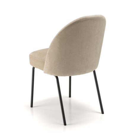 ULYSSE Set of 2 Chairs in Sand Fabric - Black Steel Legs
