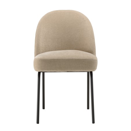 ULYSSE Set of 2 Chairs in Sand Fabric - Black Steel Legs