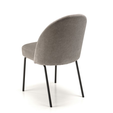 ULYSSE Set of 2 Chairs - Linen-Coloured Fabric with Black Steel Legs