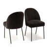 ULYSSE Set of 2 Chairs - Black Fabric & Steel Legs