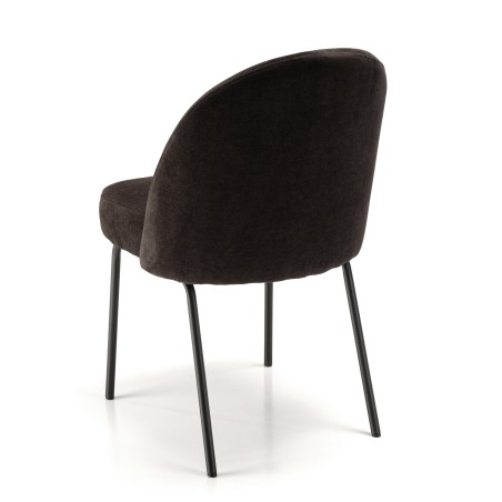 Lot de 2 chaises ULYSSE - Tissu noir et acier noir