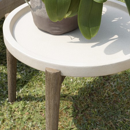 HECTOR Round Side Table 50x50cm Beige Concrete Top