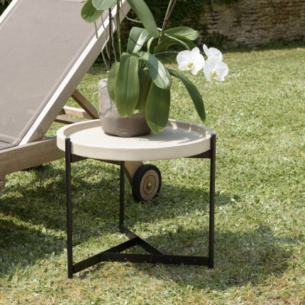 Table d’appoint HECTOR 52x50cm béton beige métal noir