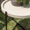 HECTOR Side Table 52x50cm Beige Concrete Top with Black Metal Legs