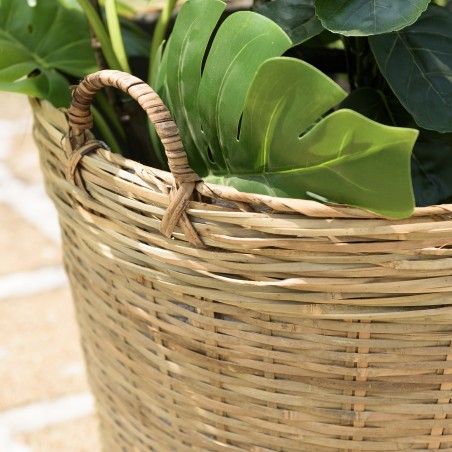 HECTOR Round Flower Pot 60x60cm Natural Bamboo with Handles