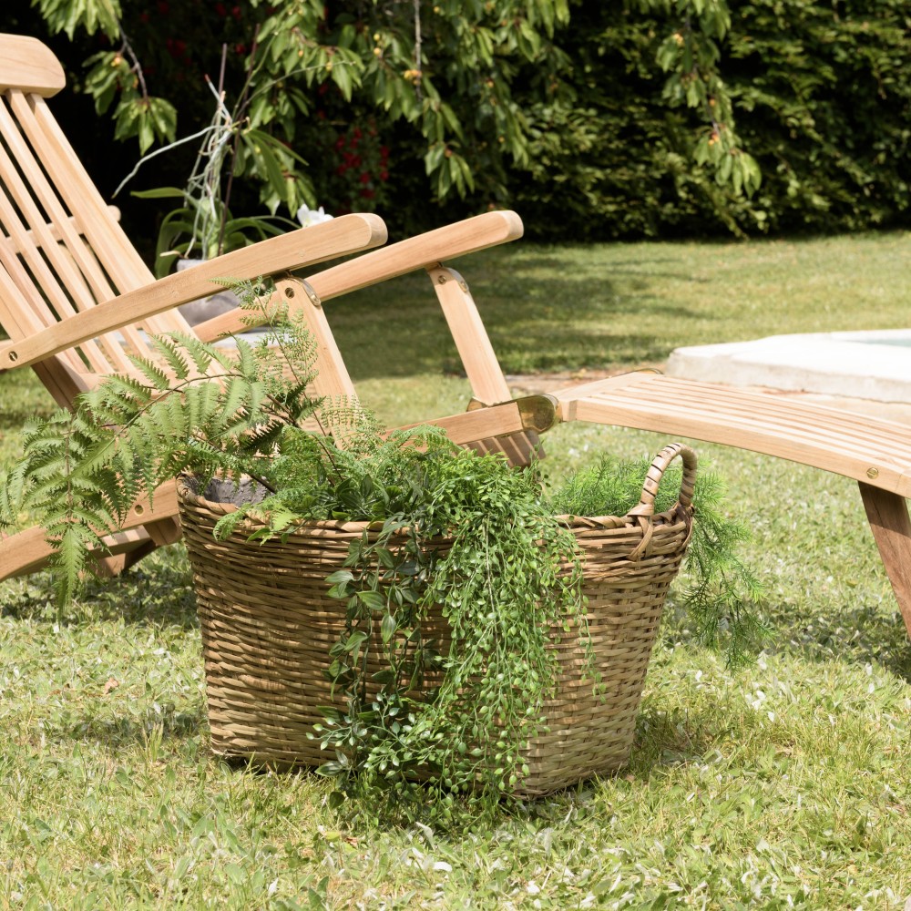 HECTOR Oval Flower Pot 60x53cm - Natural Bamboo with Handles HECTOR Oval Flower Pot 60x53cm - Natural Bamboo with Handles