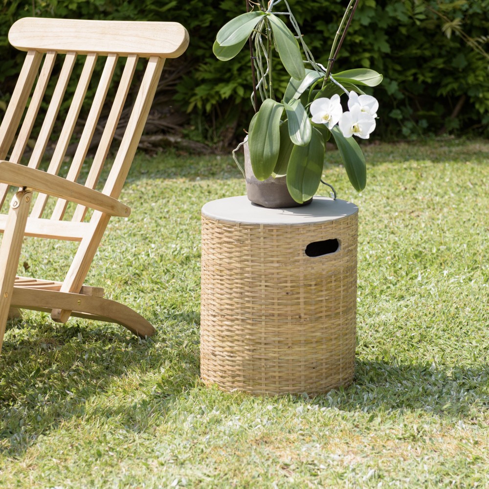 HECTOR Round Side Table with Concrete Top and Bamboo Base HECTOR Round Side Table with Concrete Top and Bamboo Base