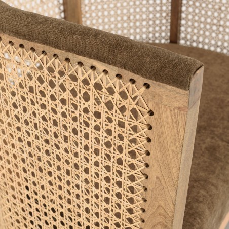ISA - Mango Wood Armchair with Natural Cane Back and Taupe Seat