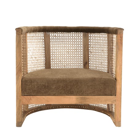 ISA - Mango Wood Armchair with Natural Cane Back and Taupe Seat