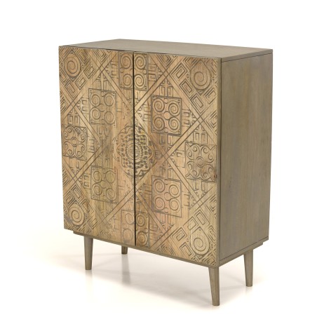 ISA - Buffet en manguier 2 portes motifs ethniques