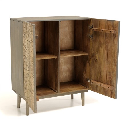 ISA - Mango Wood Buffet with Ethnic Patterns - 2 Doors - Distressed Look