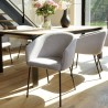 ULYSSE Set of 2 Chairs in Light Grey Fabric with Black Steel Legs