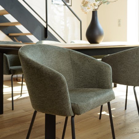 Lot de 2 chaises ULYSSE - Tissu vert olive