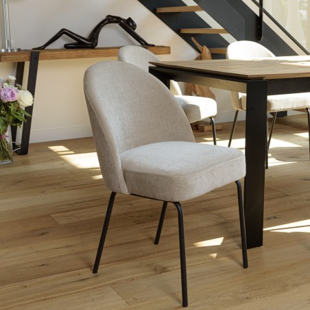 Lot de 2 chaises ULYSSE - Tissu sable et acier noir