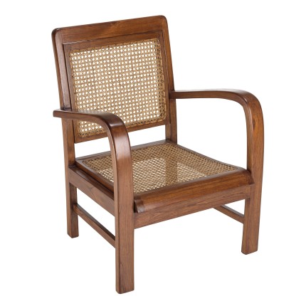 WALLY Mindi Armchair with Dark Wood Cane Seat